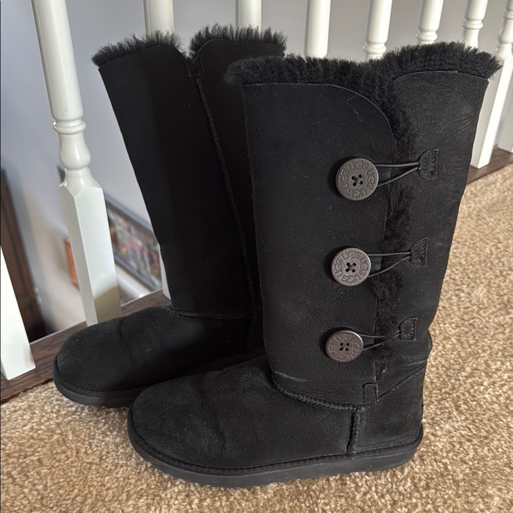 Women's Black Button UGG Boots